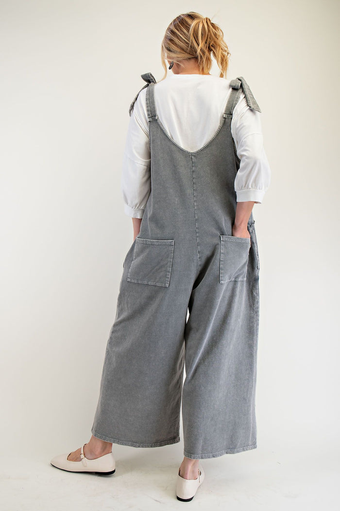 FLOWER PATCH MINERAL WASHED TERRY KNIT JUMPSUIT (3 COLORS)