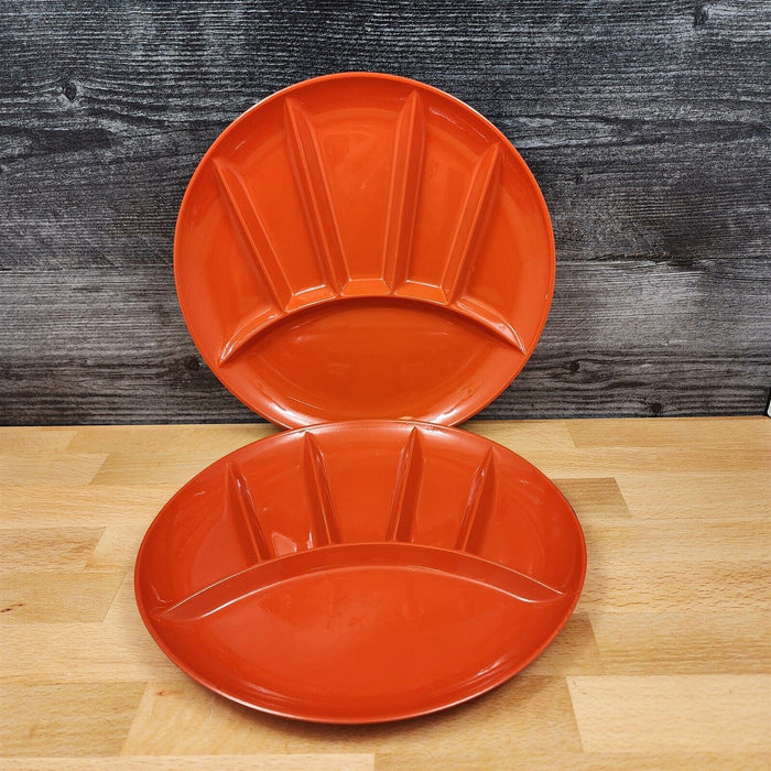 Fondue Divided Appetizer Sushi Orange Plastic Party Dining Plates Set Of 2
