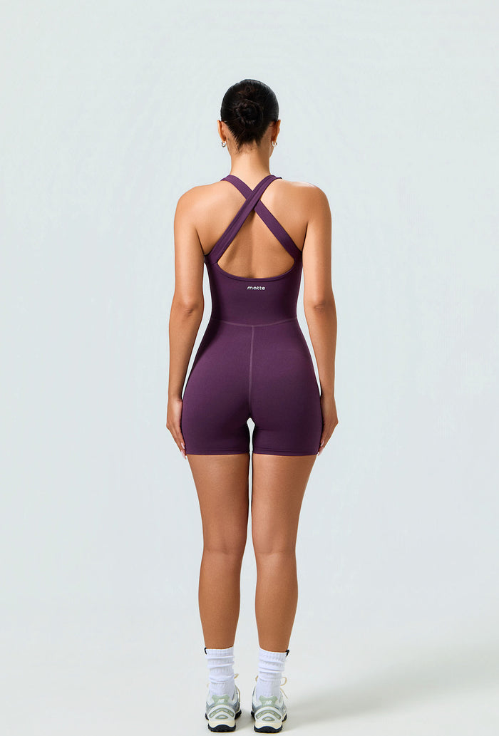 Form Biker Short Jumpsuit - Plum
