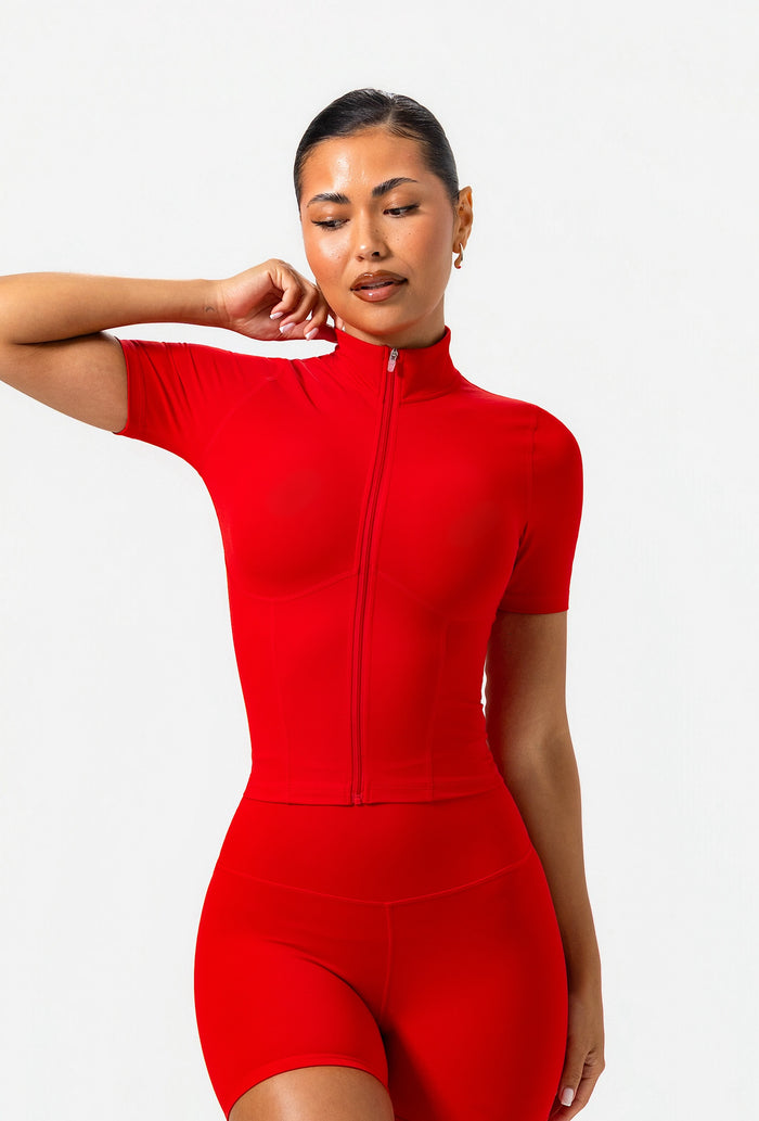 Frame Zip Short Sleeve - Maraschino