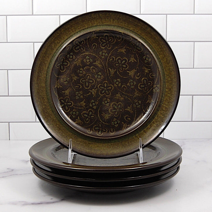 Franciscan Madeira Brown Salad Plate Set of 4 Green Floral Vtg 8 1/2 (22cm)