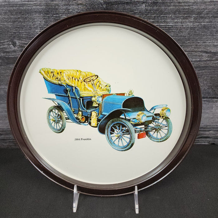 Franklin 1904 Antique Car Collectible Serving Tin Tray VTG Metal Atlantic Can Co