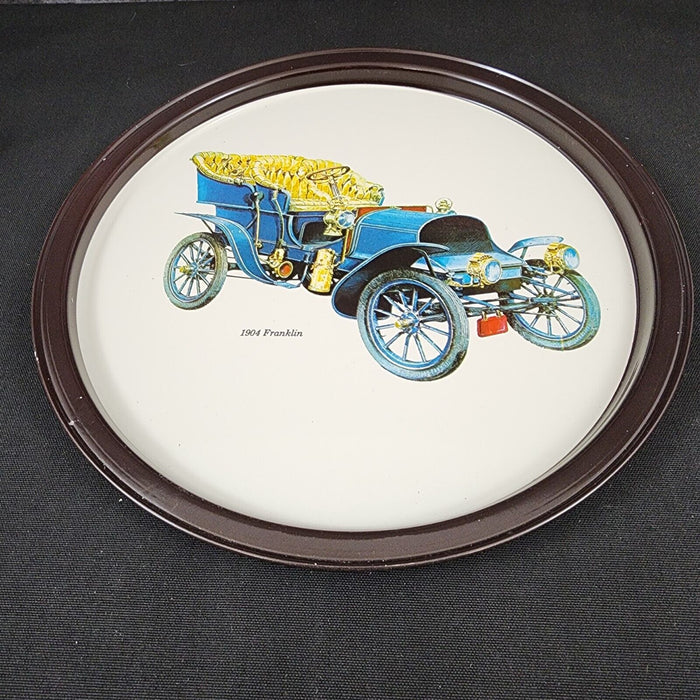 Franklin 1904 Antique Car Collectible Serving Tin Tray VTG Metal Atlantic Can Co