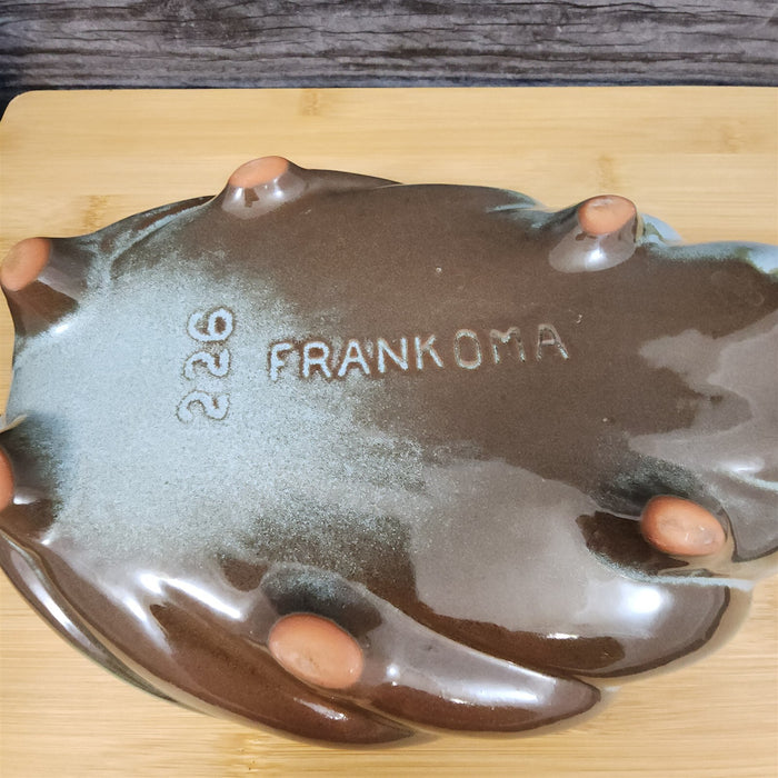 Frankoma Plainsman Woodland Moss Pottery Leaf Dish Bowl Blue Brown Green 12"