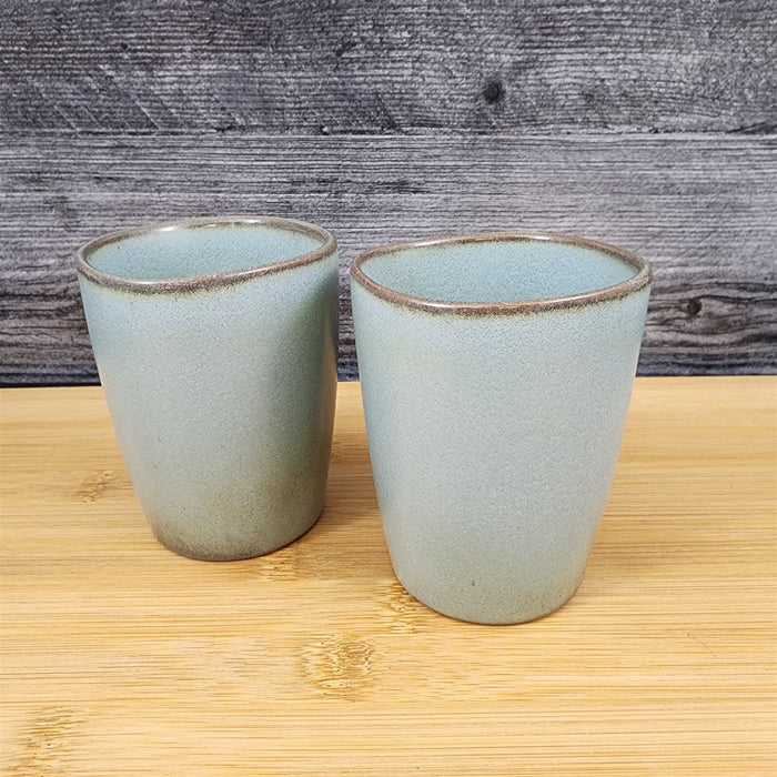 Frankoma Westwind Prairie Green Juice Tumbler Set of 2 Brown Green Pottery