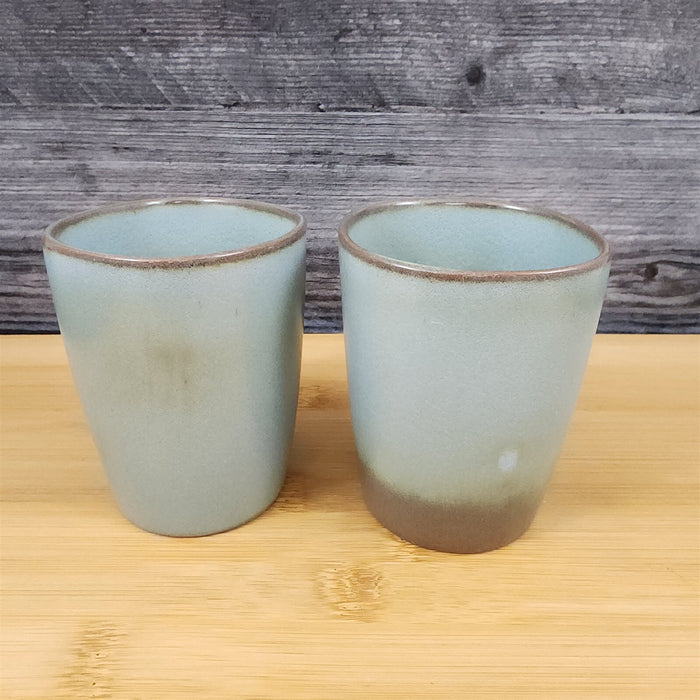 Frankoma Westwind Prairie Green Juice Tumbler Set of 2 Brown Green Pottery