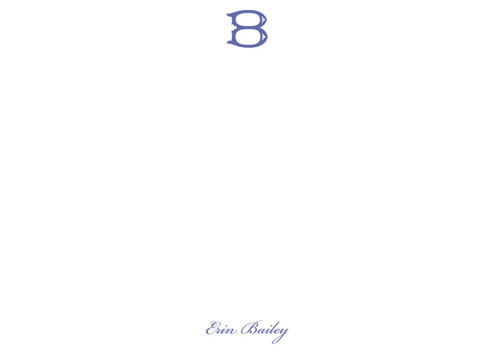 French Blue Single Letter Flat Notecard {vertical or horizontal}