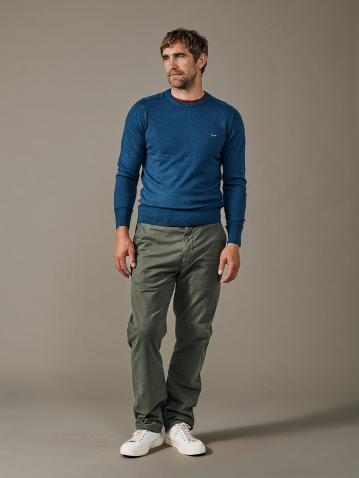Aubin Navy Fulney Cotton Cashmere Crew | Crew Neck