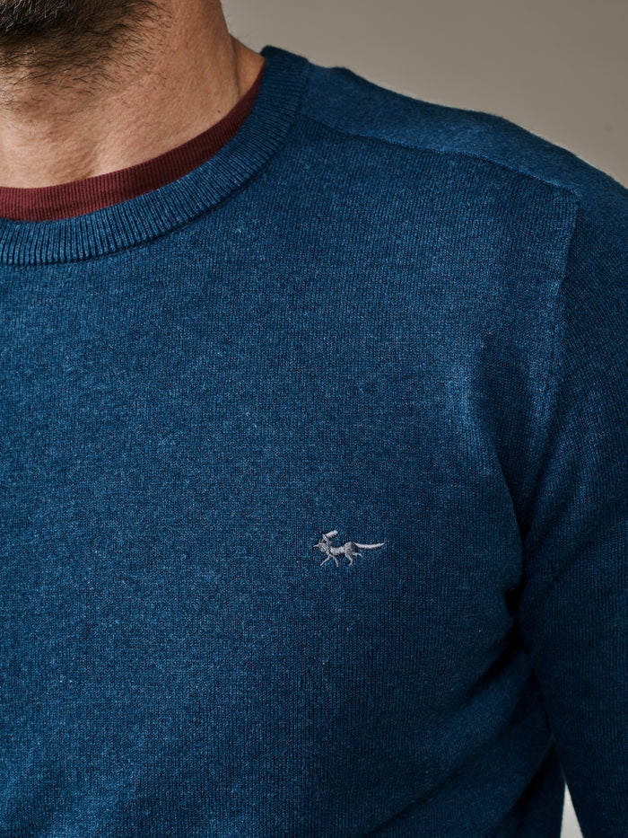 Aubin Navy Fulney Cotton Cashmere Crew | Crew Neck