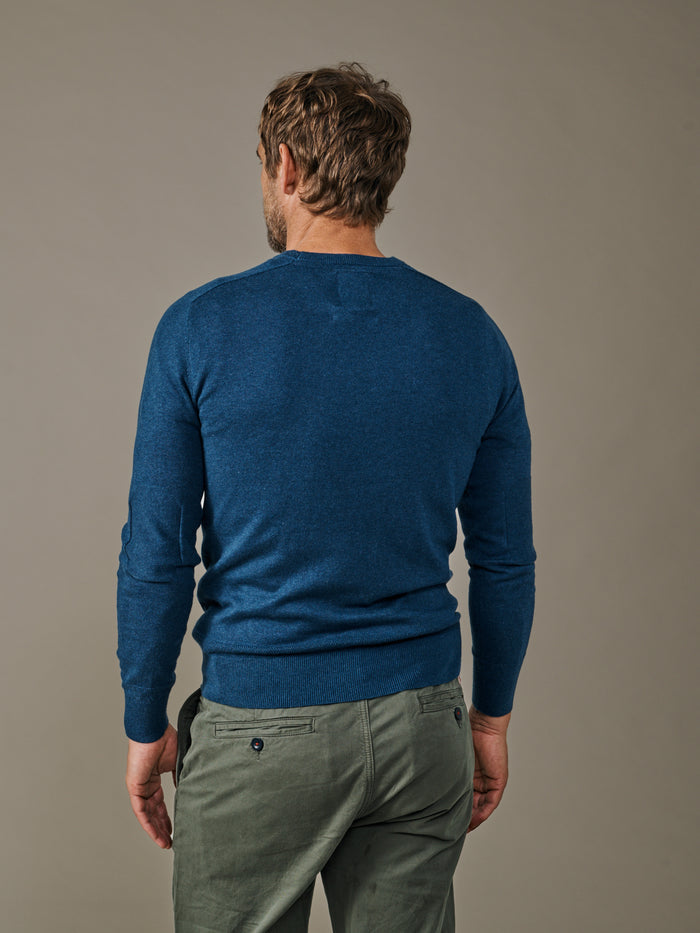 Aubin Navy Fulney Cotton Cashmere Crew | Crew Neck