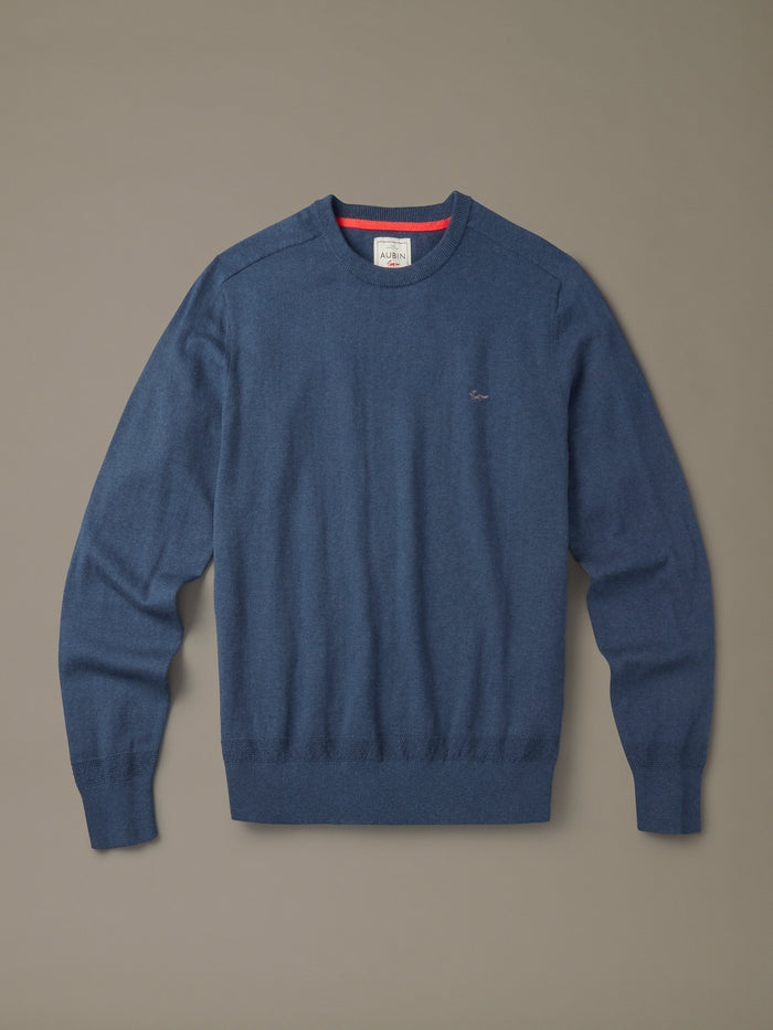 Aubin Navy Fulney Cotton Cashmere Crew | Crew Neck