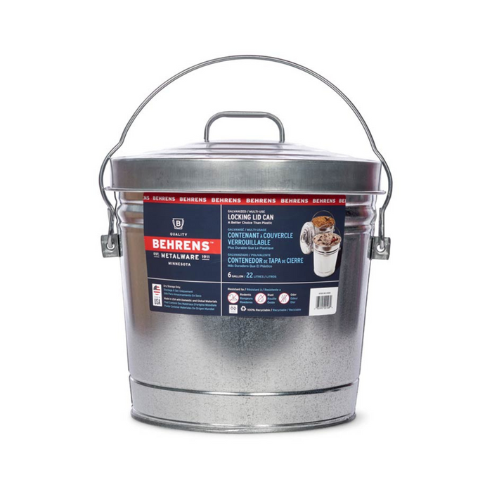 Galvanized Steel Trash Can with Lid - Pittsboro Feed