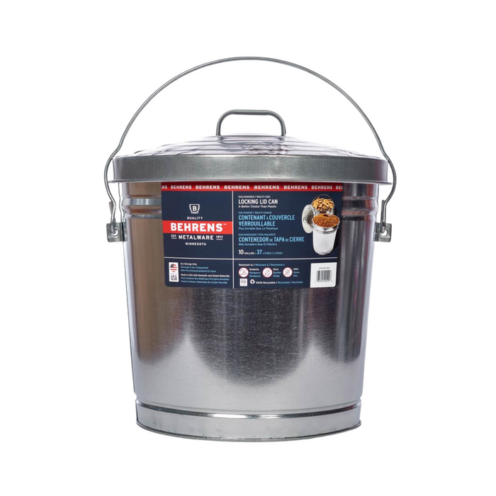 Galvanized Steel Trash Can with Lid - Pittsboro Feed