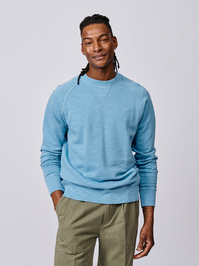 Aubin Pale Blue Garsdale Slub Crew | Crew Neck