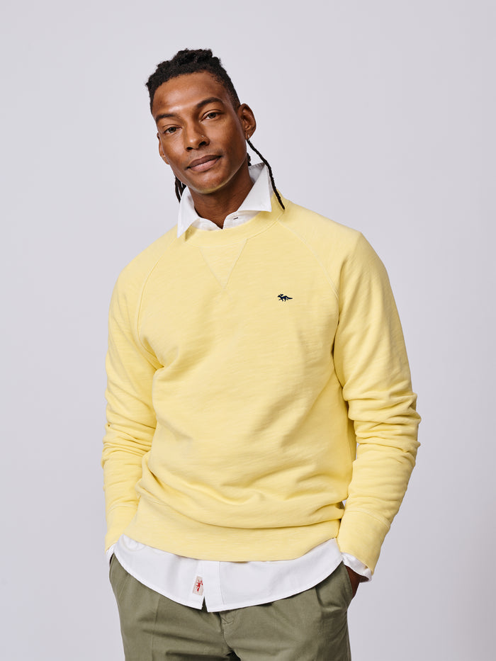 Aubin Bright Yellow Garsdale Slub Crew | Crew Neck
