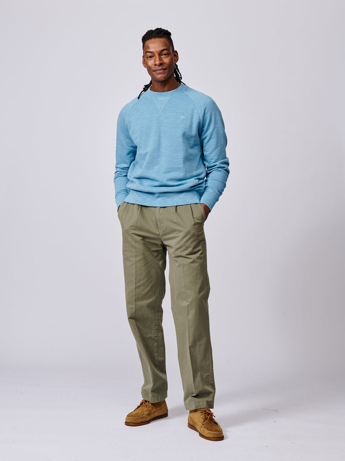 Aubin Pale Blue Garsdale Slub Crew | Crew Neck