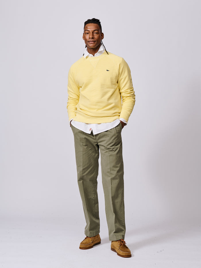 Aubin Bright Yellow Garsdale Slub Crew | Crew Neck