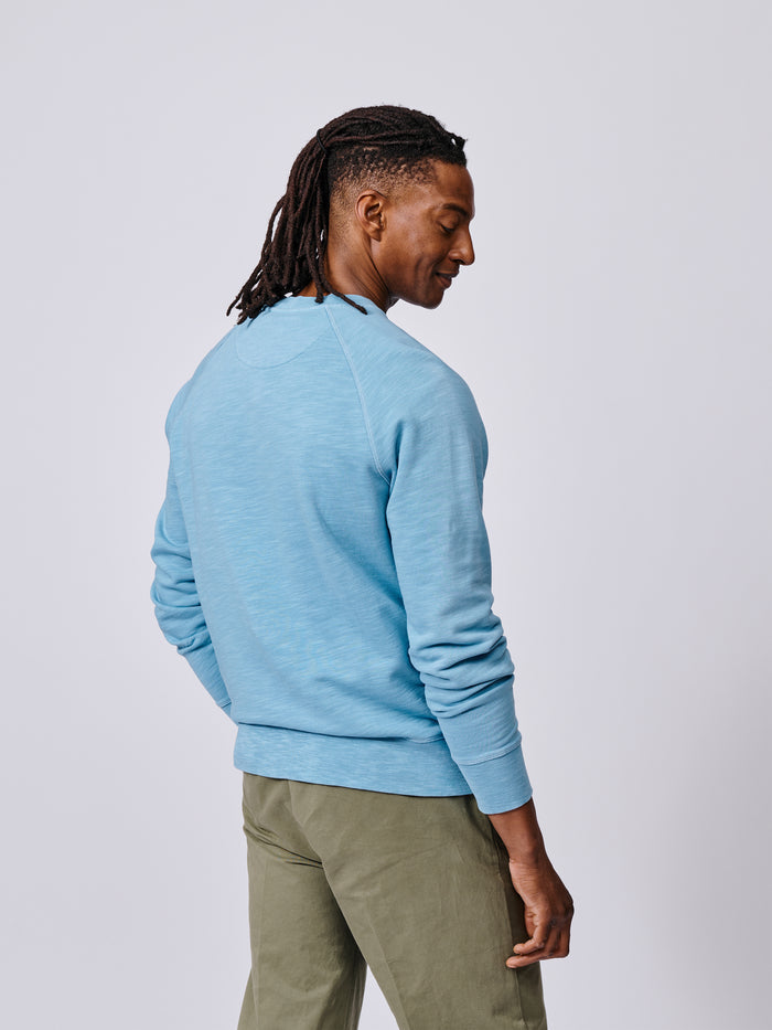 Aubin Pale Blue Garsdale Slub Crew | Crew Neck