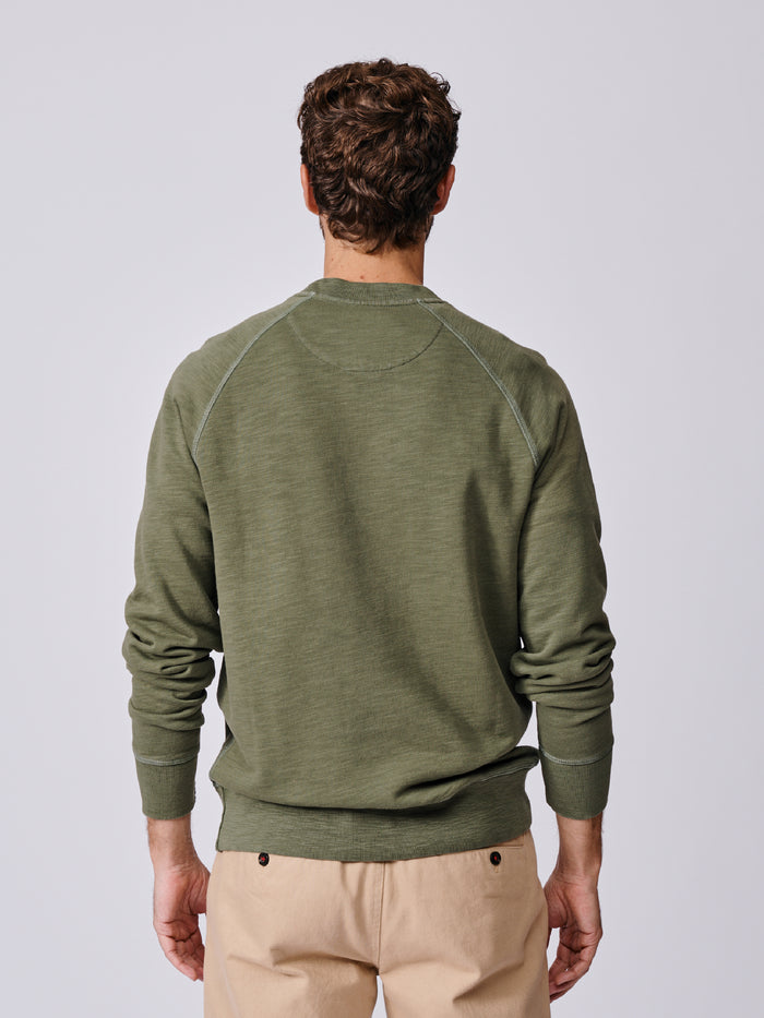 Aubin Khaki Garsdale Slub Crew | Crew Neck
