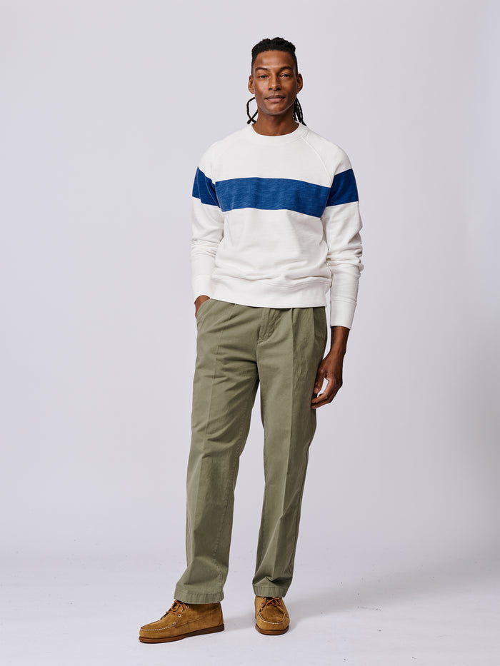 Aubin Blue Stripe Garsdale Slub Crew | Crew Neck