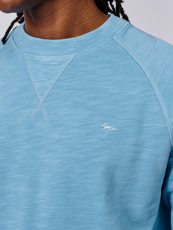 Aubin Pale Blue Garsdale Slub Crew | Crew Neck