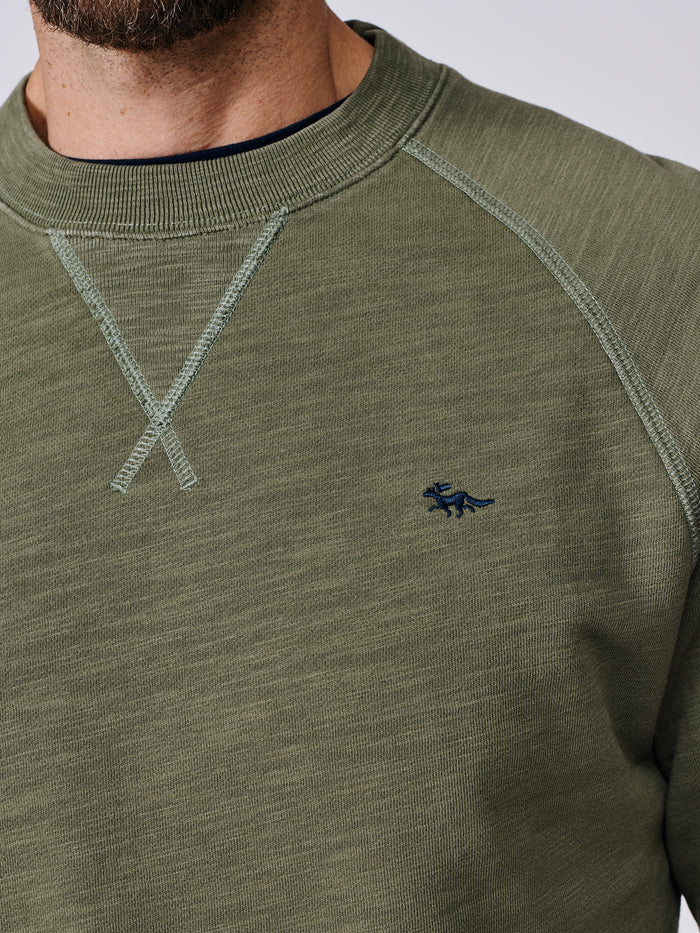 Aubin Khaki Garsdale Slub Crew | Crew Neck