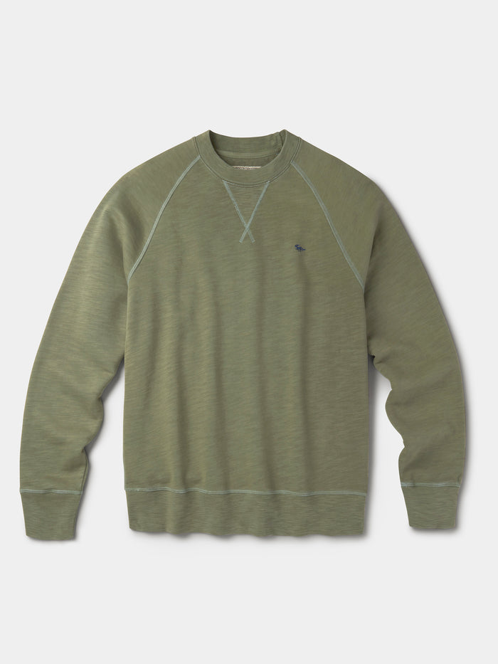 Aubin Khaki Garsdale Slub Crew | Crew Neck