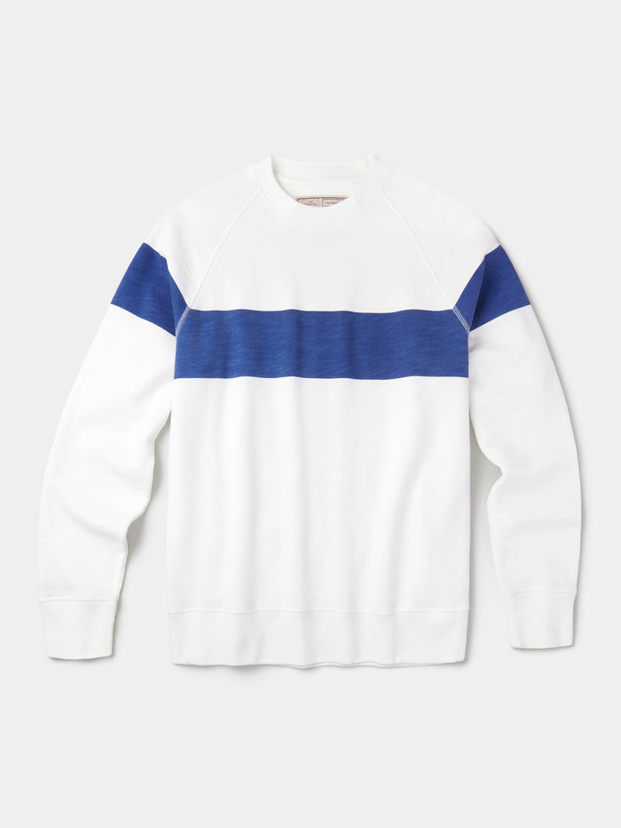 Aubin Blue Stripe Garsdale Slub Crew | Crew Neck