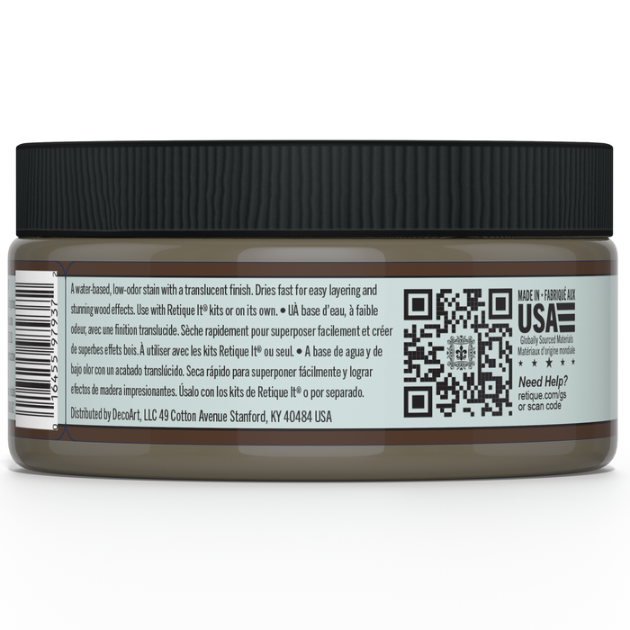 Retique It Black Walnut Gel Stain applied to wood, showcasing rich, deep color and smooth finish for furniture or cabinetry.