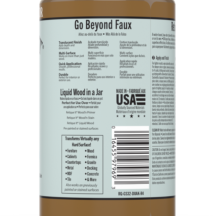 Retique It Gel Stain in Dark Oak, showcasing a smooth application of dark oak-colored wood stain on a surface.