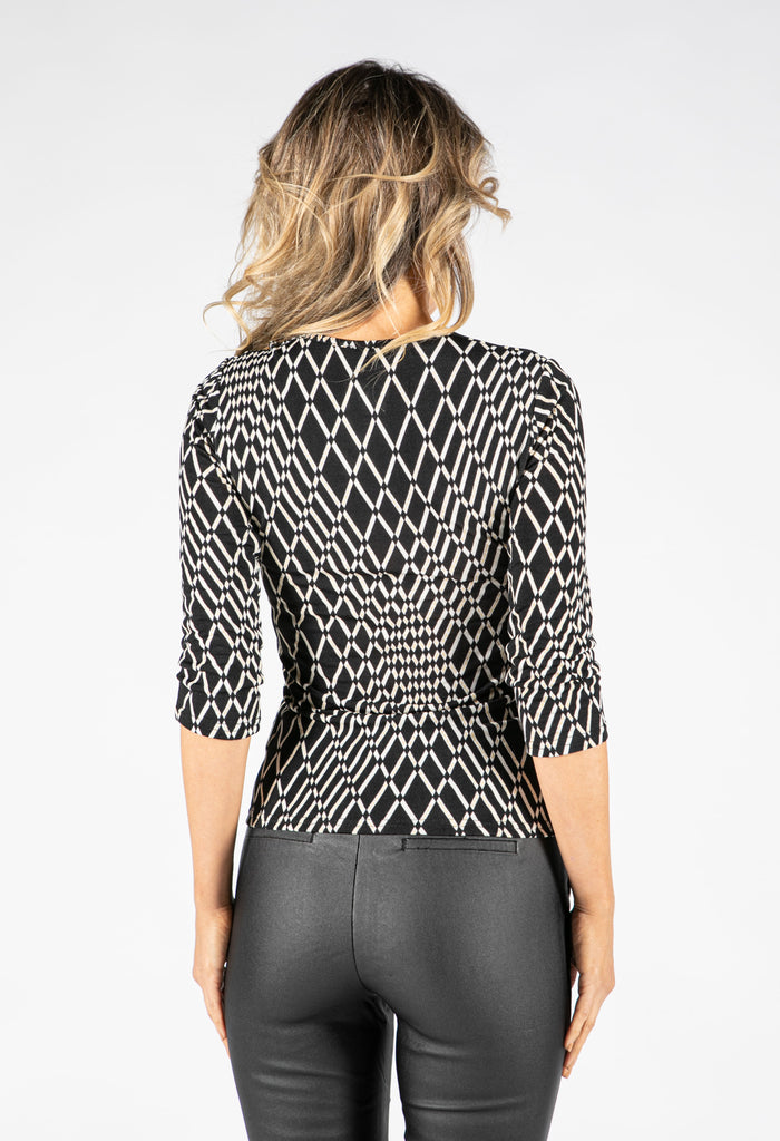 Geometric Print V Neckline Top