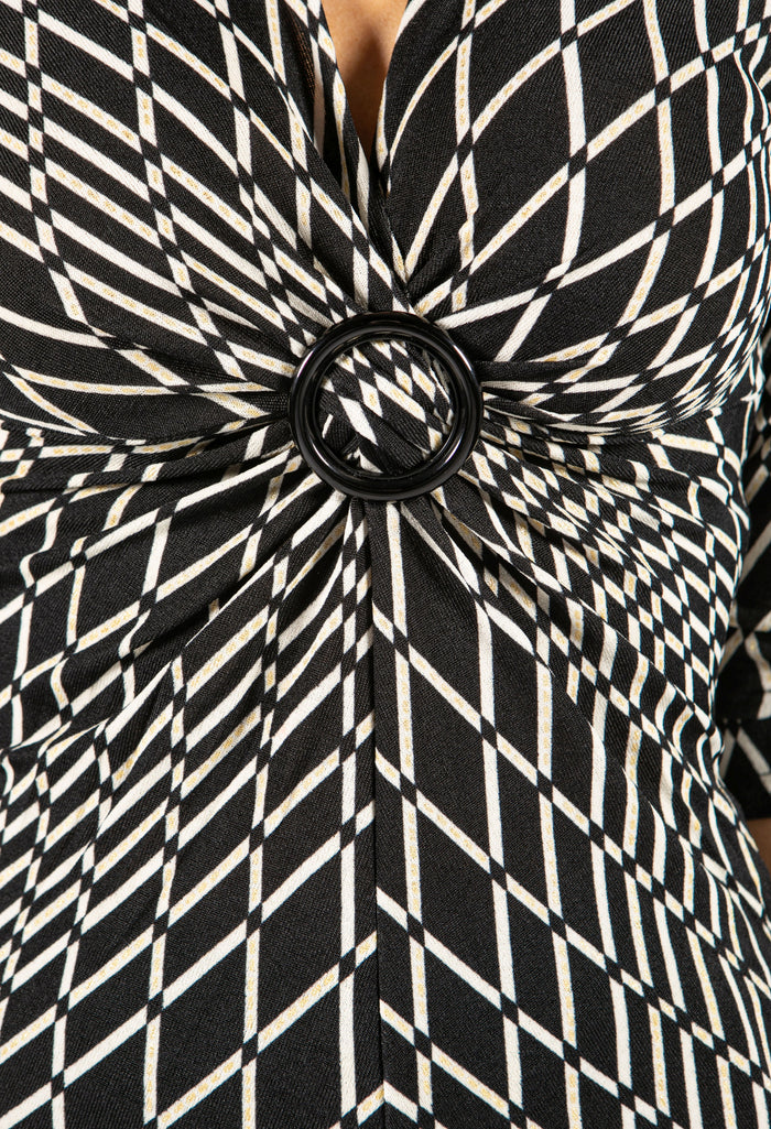 Geometric Print V Neckline Top