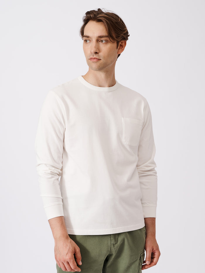 Aubin Chalk White George Long Sleeve T-Shirt | Long Sleeve Tee