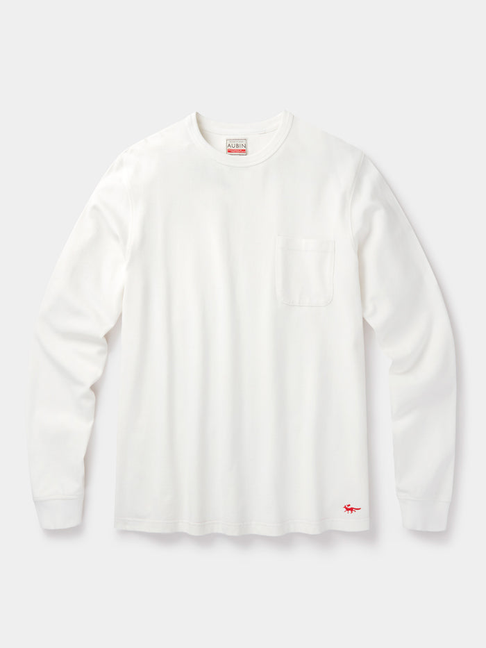 Aubin Chalk White George Long Sleeve T-Shirt | Long Sleeve Tee