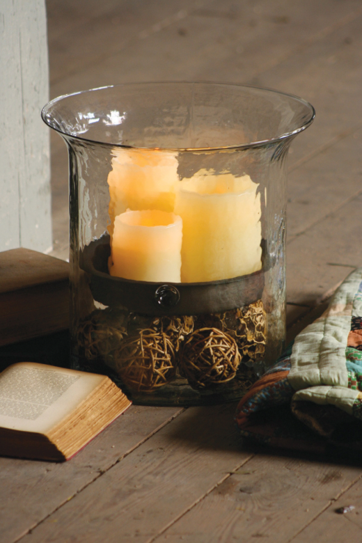Giant Glass Candle Cylinder with Rustic Insert