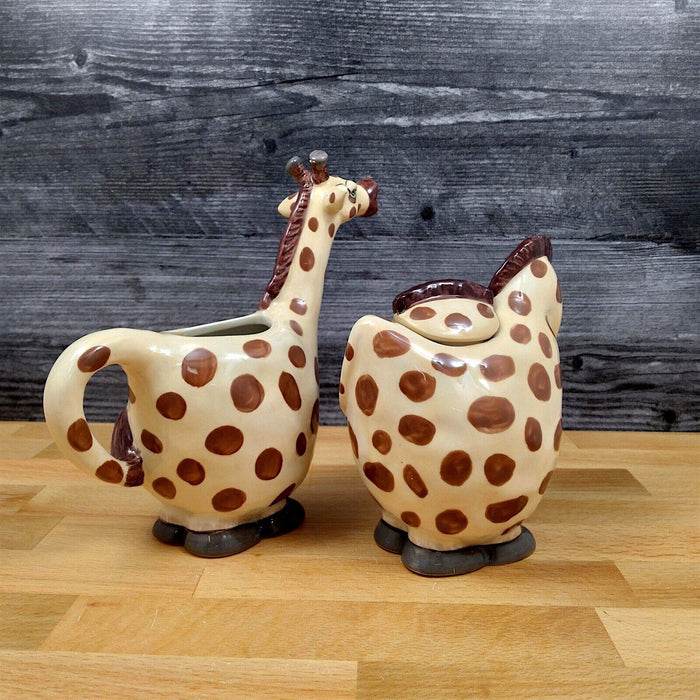 Giraffe Sugar Bowl and Creamer Set Decorative by Blue Sky