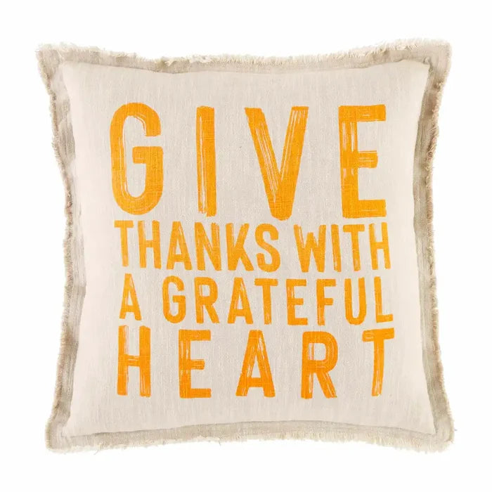 GIVE THANKS FRINGE PILLOW