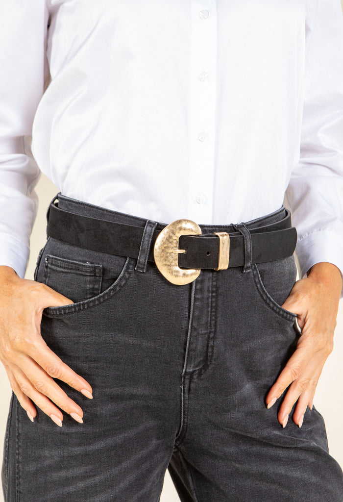Gold buckle Suedette Belt