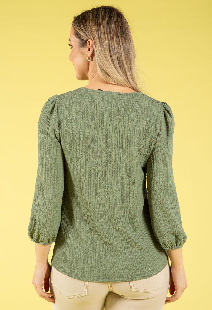 Gold Button Textured Touch Top