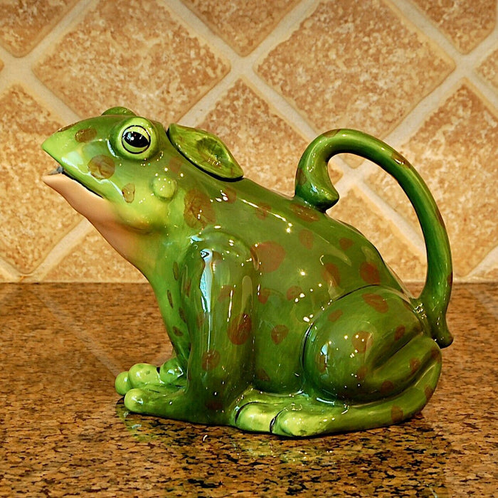 Green Frog Teapot Decorative Animal Décor Tea Pot Ceramics by Blue Sky Clayworks