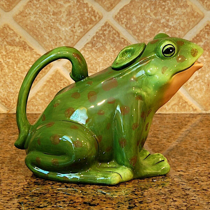 Green Frog Teapot Decorative Animal Décor Tea Pot Ceramics by Blue Sky Clayworks