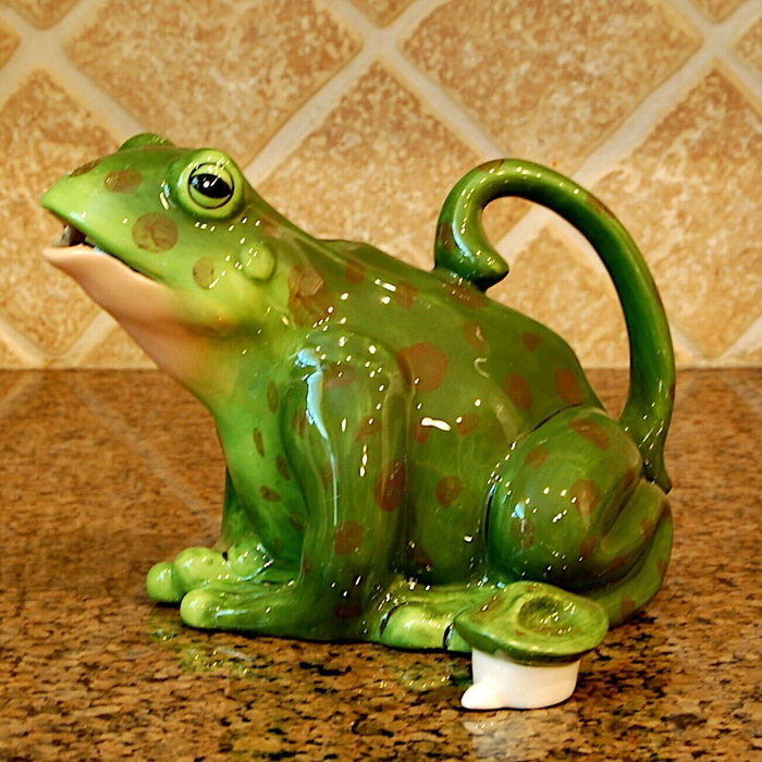 Green Frog Teapot Decorative Animal Décor Tea Pot Ceramics by Blue Sky Clayworks