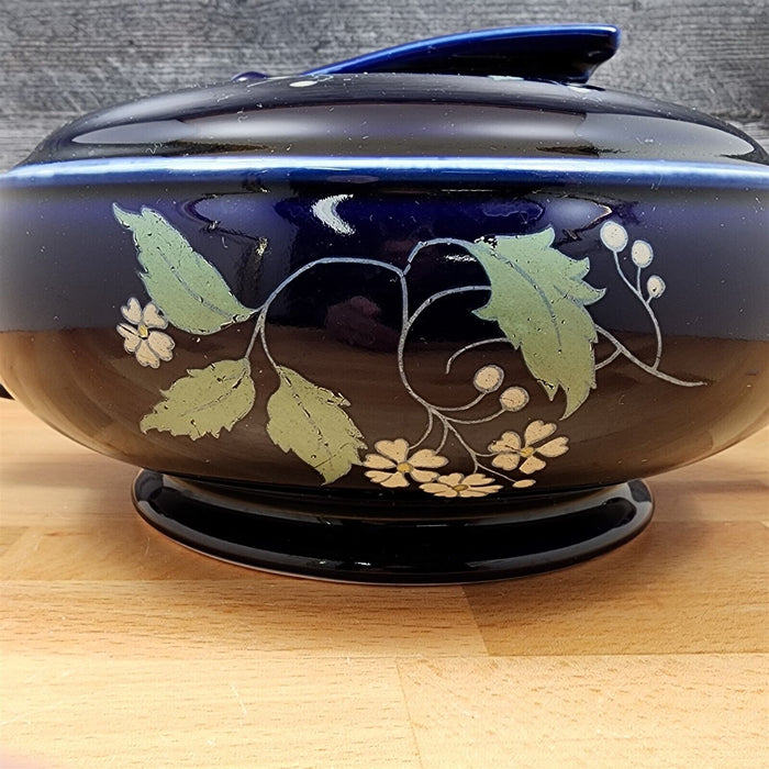 Hall Casserole Dish 8.5" with Cover Lid Round Cobalt Blue Garden 1.5 Qt Bowl