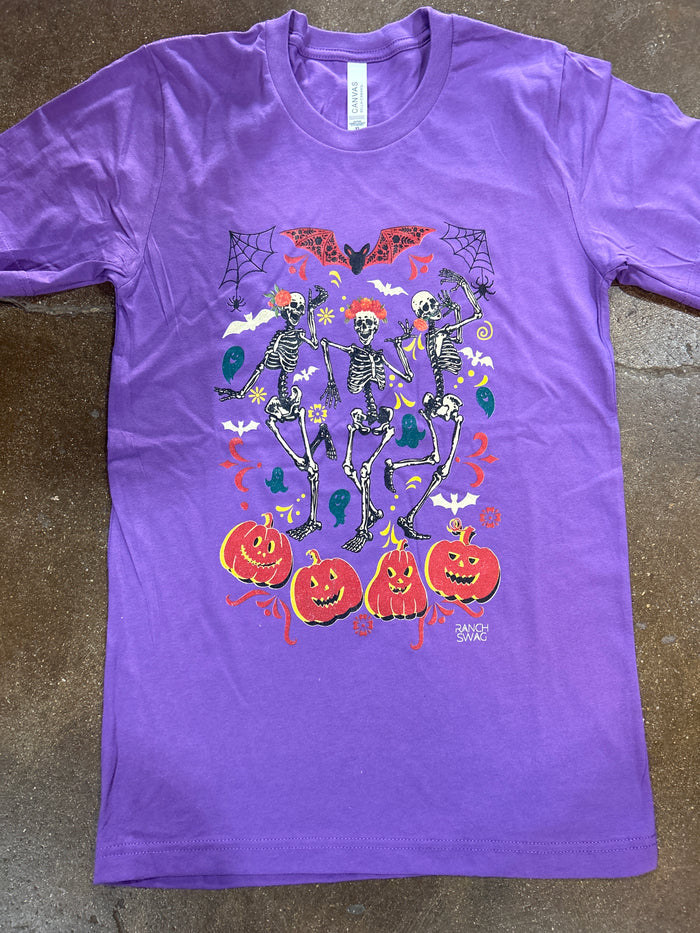 Halloween Dancing Skeletons Graphic T-Shirt