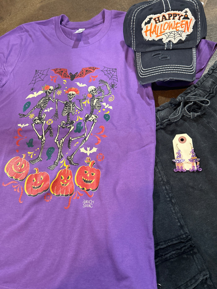 Halloween Dancing Skeletons Graphic T-Shirt