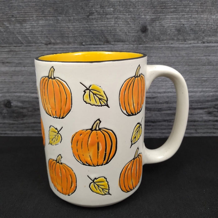 Halloween Pumpkin Coffee Mug Fall Leaves Ceramics Tea Cup 17oz 483ml by Blue Sky
