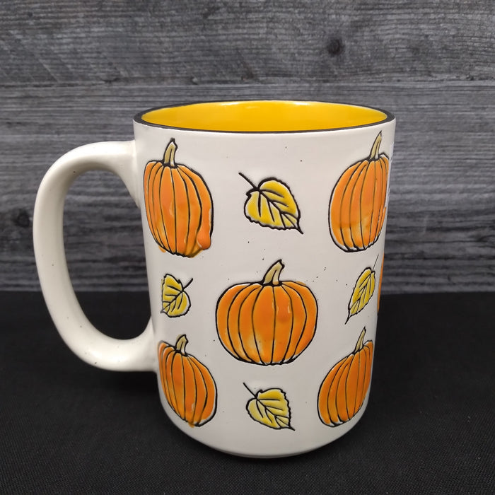 Halloween Pumpkin Coffee Mug Fall Leaves Ceramics Tea Cup 17oz 483ml by Blue Sky