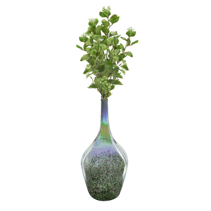 Handmade Glass Vase with Eucalyptus in blue and green glass from A and B Home