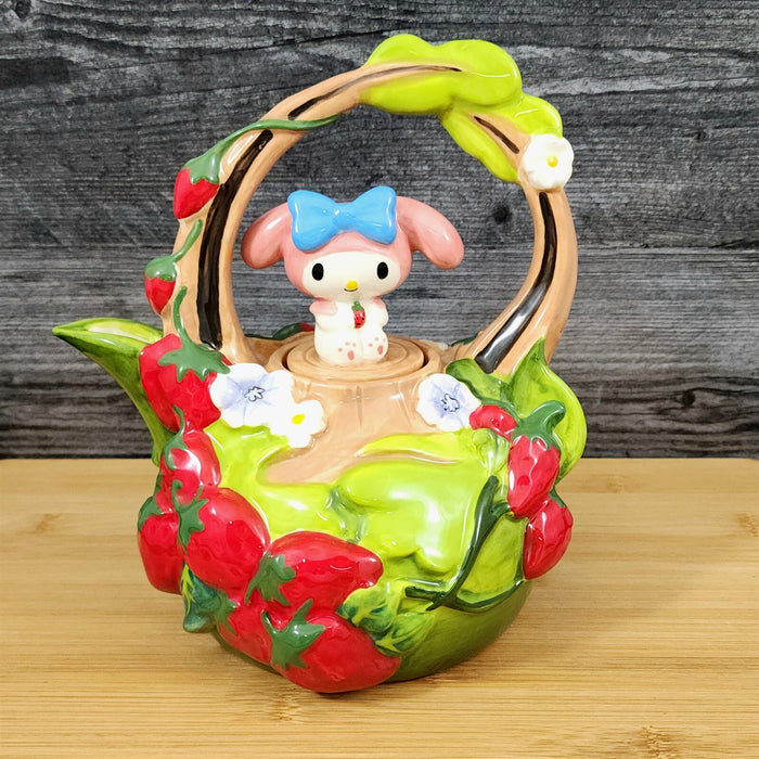Hello Kitty & My Melody Strawberry Garden Teapot Ceramic Blue Sky Floral Tea Pot