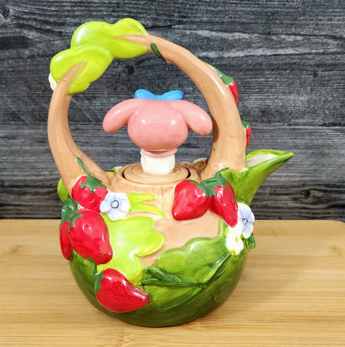 Hello Kitty & My Melody Strawberry Garden Teapot Ceramic Blue Sky Floral Tea Pot